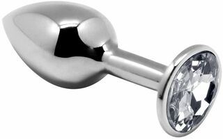 Металлическая анальная пробка с кристаллом Alive Mini Metal Butt Plug White S