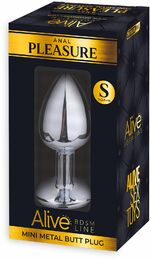 Металлическая анальная пробка с кристаллом Alive Mini Metal Butt Plug White S