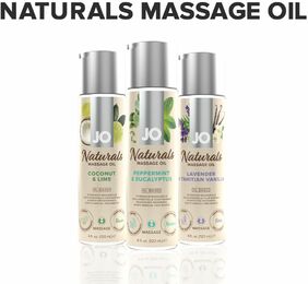 Массажное масло System JO - Naturals Massage Oil - Peppermint&Eucalyptus с эфирными маслами (120 мл)