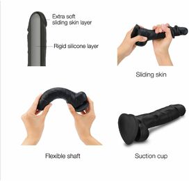 Реалистичный фаллоимитатор Strap-On-Me Sliding Skin Realistic Dildo Black - S, эффект подвижной кожи