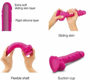 Реалистичный фаллоимитатор Strap-On-Me Sliding Skin Realistic Dildo Fuchsia - S, эффект подвижной ко