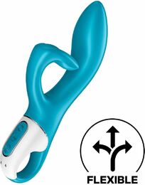 Вибратор кролик с тройным отростком Satisfyer Embrace me Turquoise, 2 мотора, диаметр 3,6 см