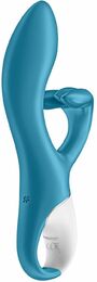 Вибратор кролик с тройным отростком Satisfyer Embrace me Turquoise, 2 мотора, диаметр 3,6 см