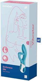 Вибратор кролик с тройным отростком Satisfyer Embrace me Turquoise, 2 мотора, диаметр 3,6 см