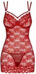 Сорочка Obsessive 860-CHE-3 chemise & thong red S/M