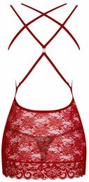 Сорочка Obsessive 860-CHE-3 chemise & thong red S/M