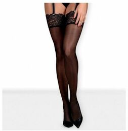 Чулки черный Obsessive Mixty stockings black L/XL