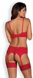 Комплект Obsessive Jolierose 3-pcs set red L/XL