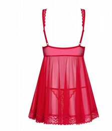 Бебидолл Obsessive Rougebelle babydoll & thong red S/M