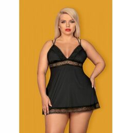 Cорочка Obsessive Lolitte babydoll & thong black XXL