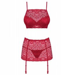 Комплект Obsessive Lividia 3 pcs set red S/M