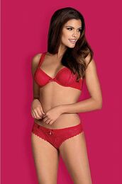 Комплект Obsessive ROUGEBELLE red underwire bra & panties S/M