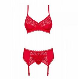 Комплект Obsessive Jolierose 3-pcs set red XXL