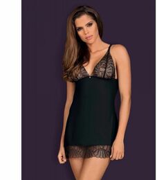 Cорочка Obsessive Chiccanta chemise & thong black S/M