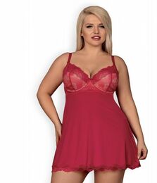 Бебидолл Obsessive Rosalyne babydoll & thong red XXL