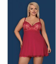 Бебидолл Obsessive Rosalyne babydoll & thong red XXL