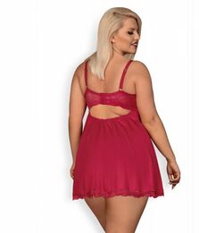 Бебидолл Obsessive Rosalyne babydoll & thong red XXL