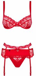 Комплект Obsessive Heartina 3 pcs set L/XL красный