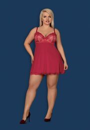 Бебидолл Obsessive Rosalyne babydoll & thong red L/XL