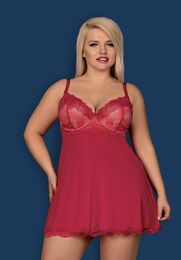 Бебидолл Obsessive Rosalyne babydoll & thong red L/XL