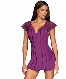 Сорочка Obsessive Moketta chemise & thong purple L/XL