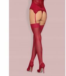 Чулки Obsessive S800 stockings ruby S/M