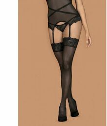 Чулки черный Obsessive Bondea stockings black S/M