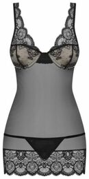 Сорочка Obsessive 853-CHE-1 chemise & thong black S/M