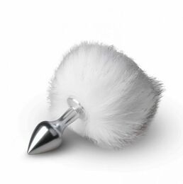 Металлическая анальная пробка с помпоном Bunny Tail Plug, S