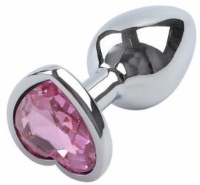 Анальная пробка Silver Heart Ligth Pink, M