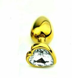 Анальная пробка Gold Metal Heart Diamond, S