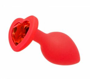 Анальная пробка Red Silicone Heart Red, M