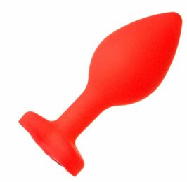 Анальная пробка Red Silicone Heart Red, M