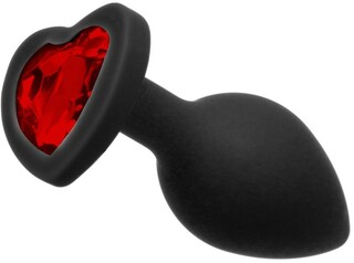 Анальная пробка Loveshop Black Silicone Herart RED, S