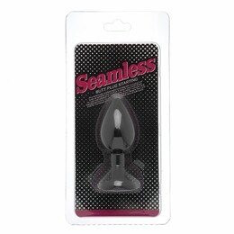 Анальная пробка с камнем Black Silicone Heart Red M