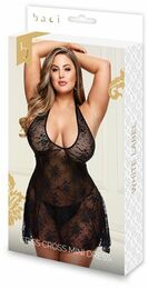 Кружевное мини-платье с высокой шеей LACE KEYHOLE B:ACK, L-XL