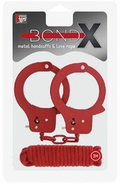 Набор BONDX METAL CUFFS&LOVE ROPE SET-RED