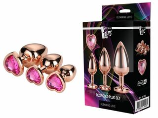 DT21792 Набор анальных пробок GLEAMING LOVE ROSE GOLD PLUG SET