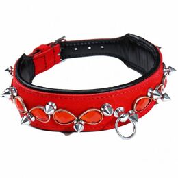 Ошейник Leather Jewel & Spike, Red