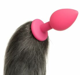 F61289 Анальная пробка Silicone с хвостом Енот, Raccoon Tail S