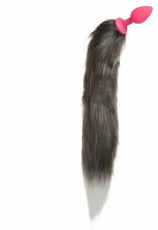 F61289 Анальная пробка Silicone с хвостом Енот, Raccoon Tail S