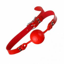 F61403 Кляп из экокожи Loveshop Latex Comfort BREATHABLE BALL GAG RED