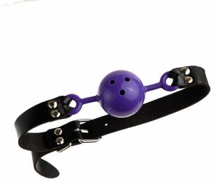 F61409 Кляп из экокожи Loveshop Latex BREATHABLE BALL GAG PURPLE