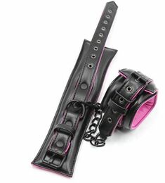 F61413 Оковы мягкие Luxury Fetish WRIST CUFF Black&Pink