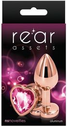 Анальная пробка REAR ASSETS ROSE GOLD HEART PINK, S