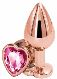 Анальная пробка REAR ASSETS ROSE GOLD HEART PINK, M