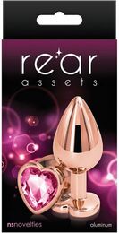 Анальная пробка REAR ASSETS ROSE GOLD HEART PINK, M