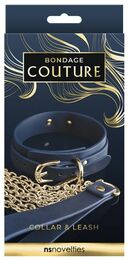 Ошейник с поводком BONDAGE COUTURE COLLAR AND LEASH BLUE