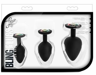 Набор анальных пробок LUXE BLING PLUGS TRAINING KIT BLACK