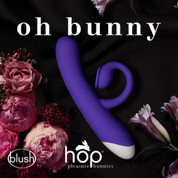 T331543 Двойной вибратор с технологией пульсации воздуха Blush HOP - OH BUNNY - MIDNIGHT